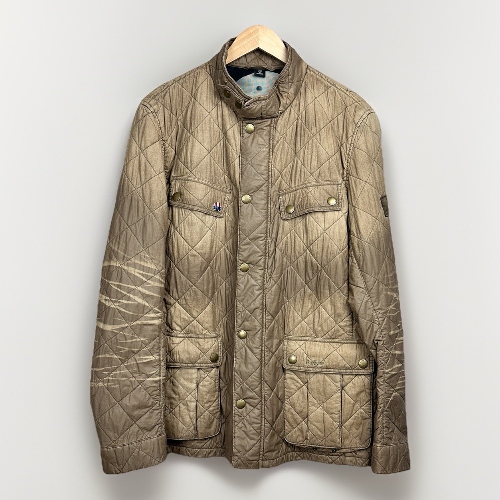 Barbour Mens XL Steve McQueen Quilted Jacket Race Car Motorsport Beige
